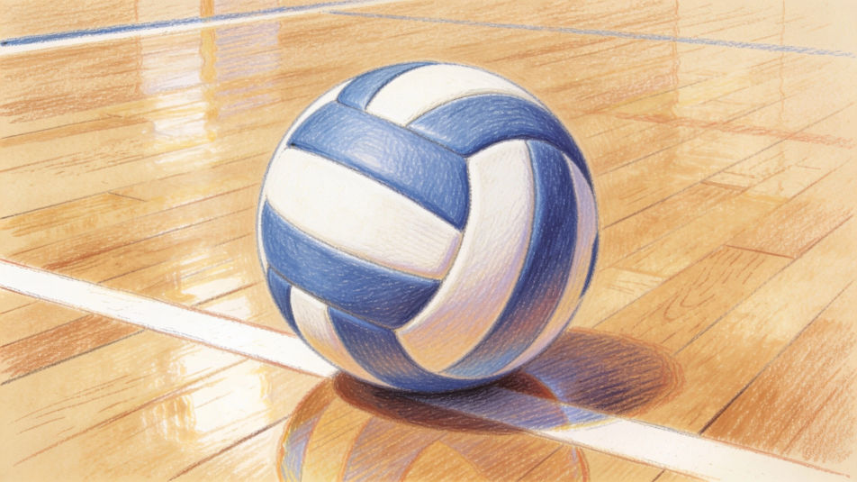 Ball resting on the court