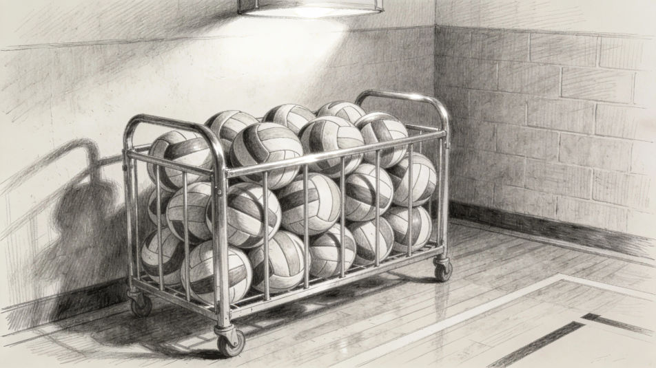 Ball rack in a gym