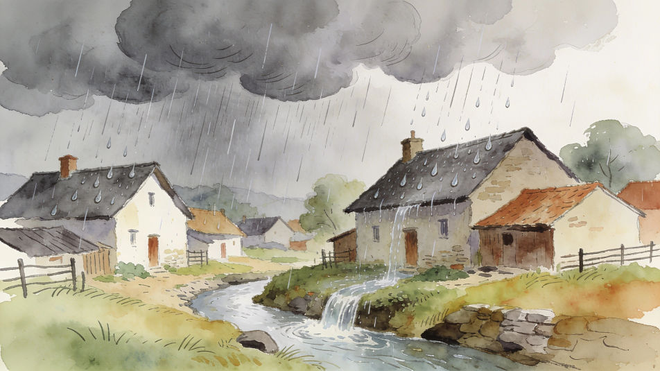 Rain over a village
