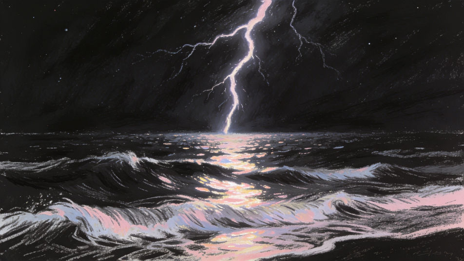 Lightning over the sea