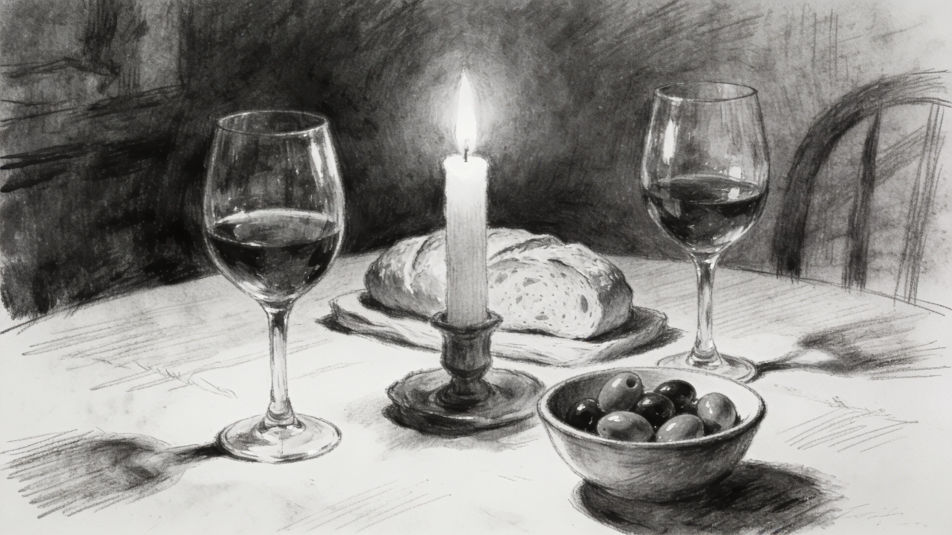 Candlelit dinner table