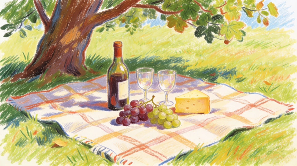 Picnic with wine
