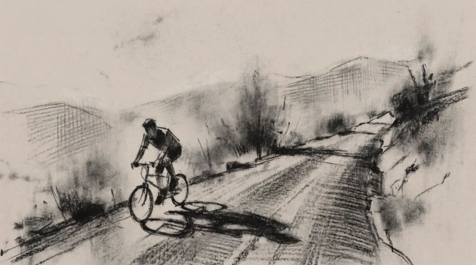 Bike on a hill road