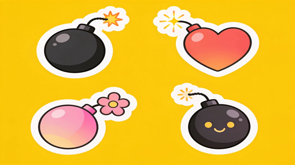 Sticker sheet of bombs