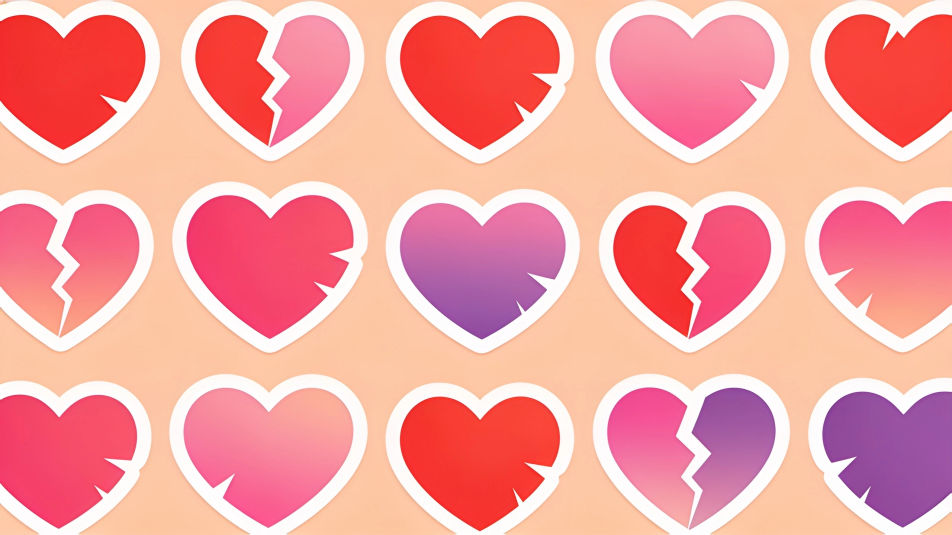 Broken heart sticker sheet