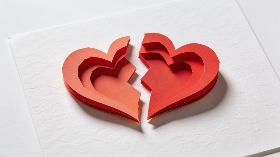 Paper cut broken heart