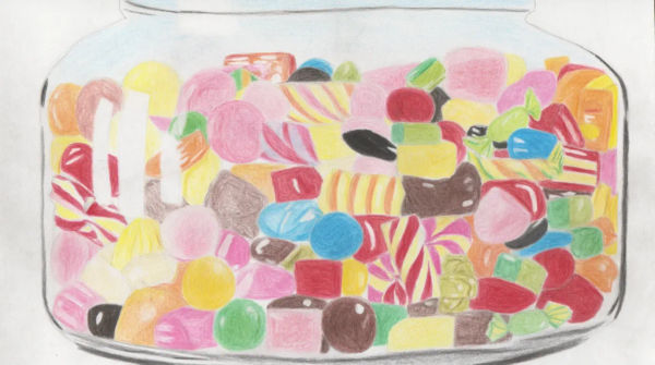 Candy drawing for dessert and packaging art