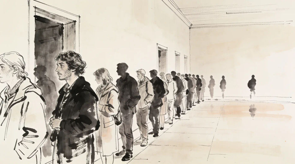 Queue outside a polling hall