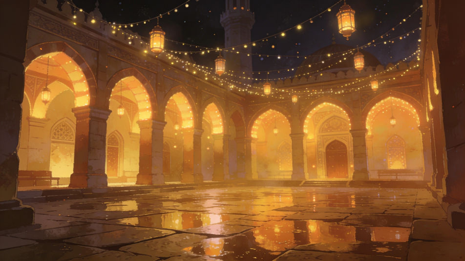 Illuminated courtyard