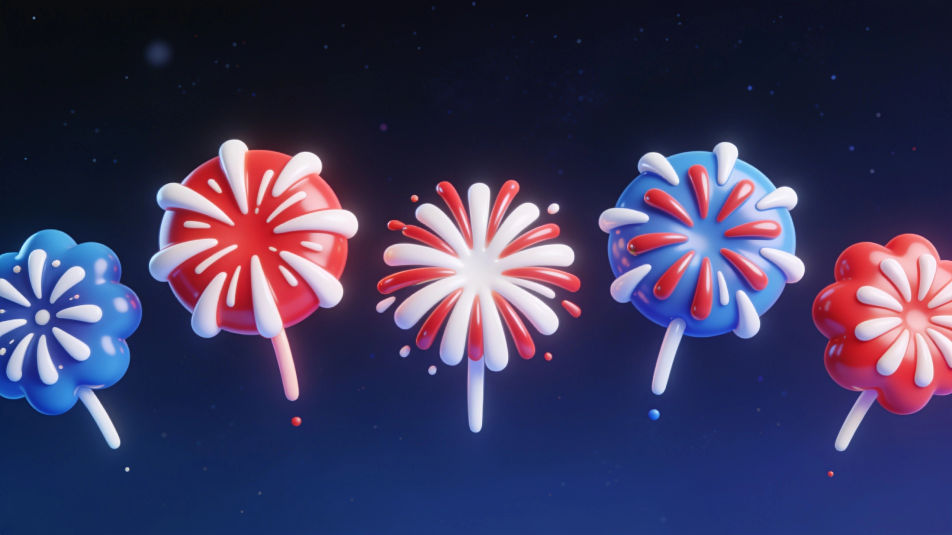 Night sky firework row