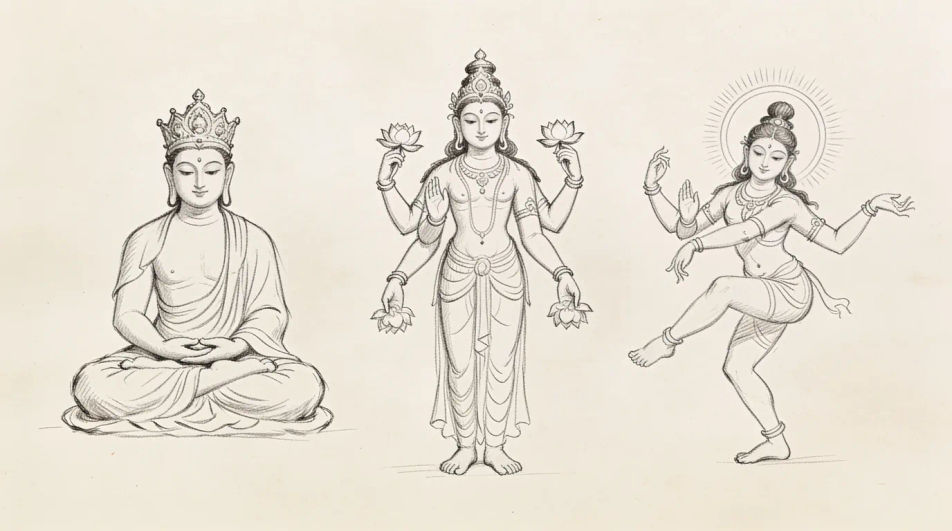 Three figures in one row