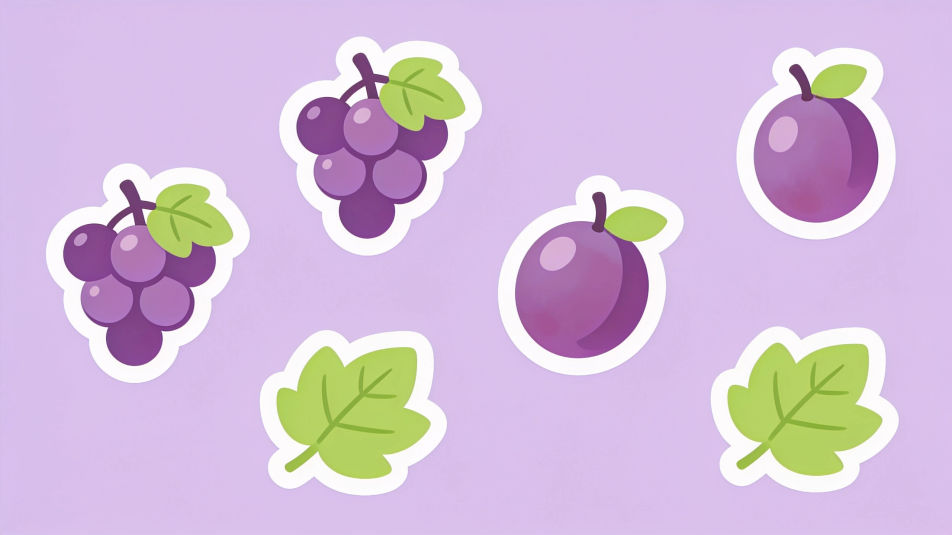 Sticker sheet of grapes