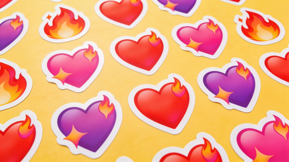 Fiery heart sticker sheet
