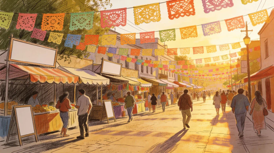 Street festival banner row