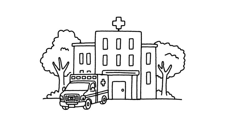 Easy hospital scene to colour