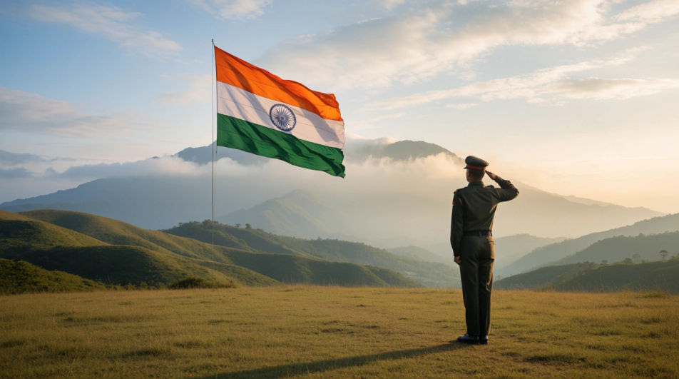 Salute at the flagpole