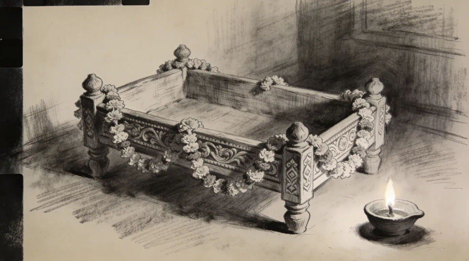 Cradle scene at midnight