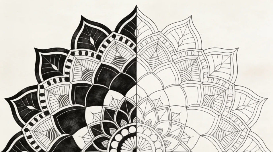 Half inked, half outlined