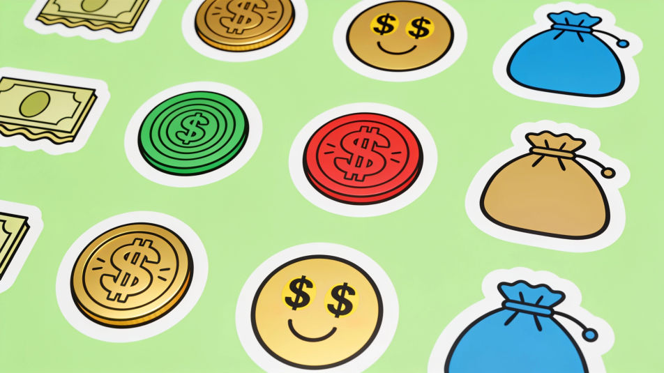 Sticker sheet of cash