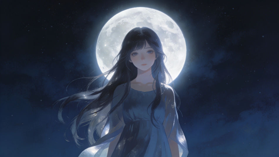 Moon behind the head