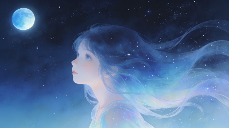 Stars and flowing hair