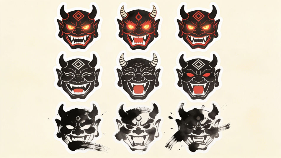 Sticker sheet of oni