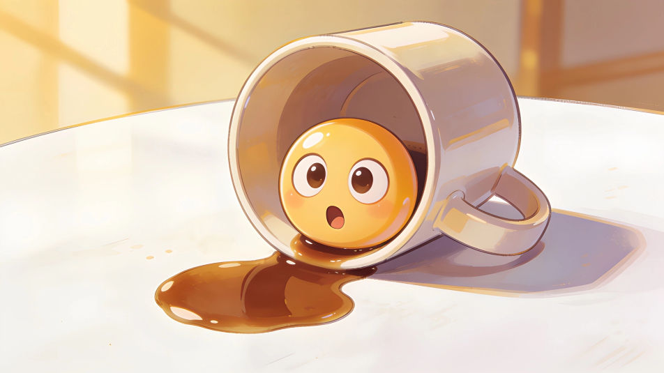 Spilled coffee close-up