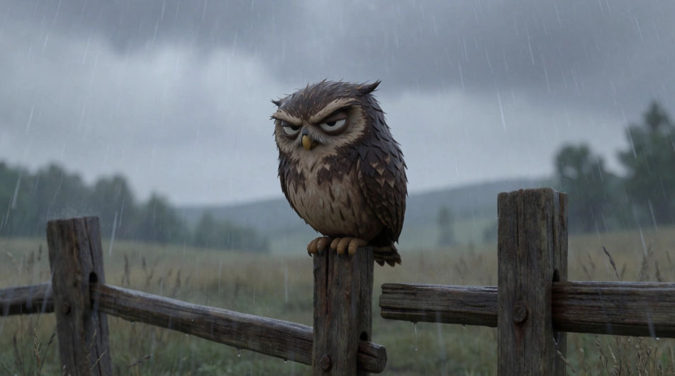Rained-on owl
