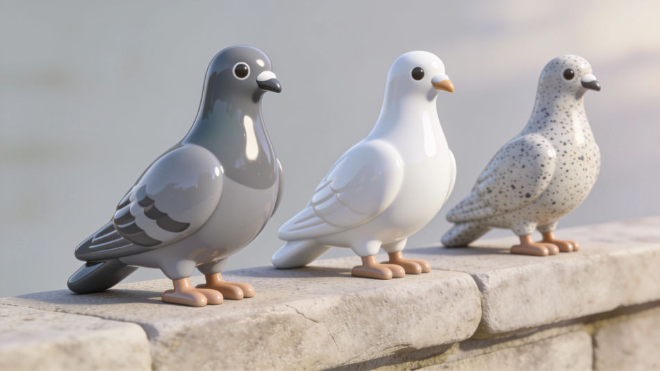 Pigeon trio on a ledge