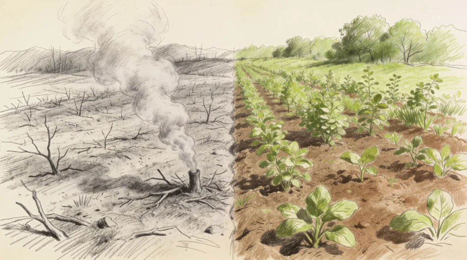 Before and after the same landscape