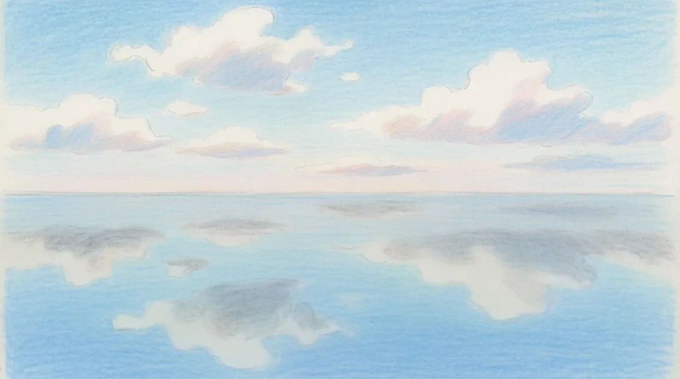 Sky reflected in still water