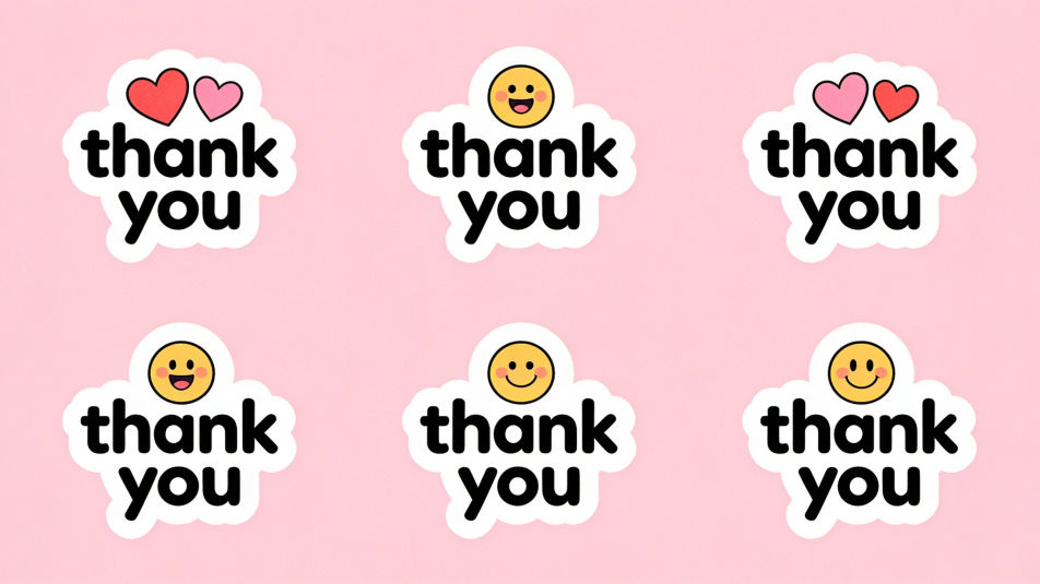 Sticker sheet of thanks