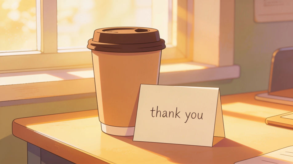 Desk note close-up