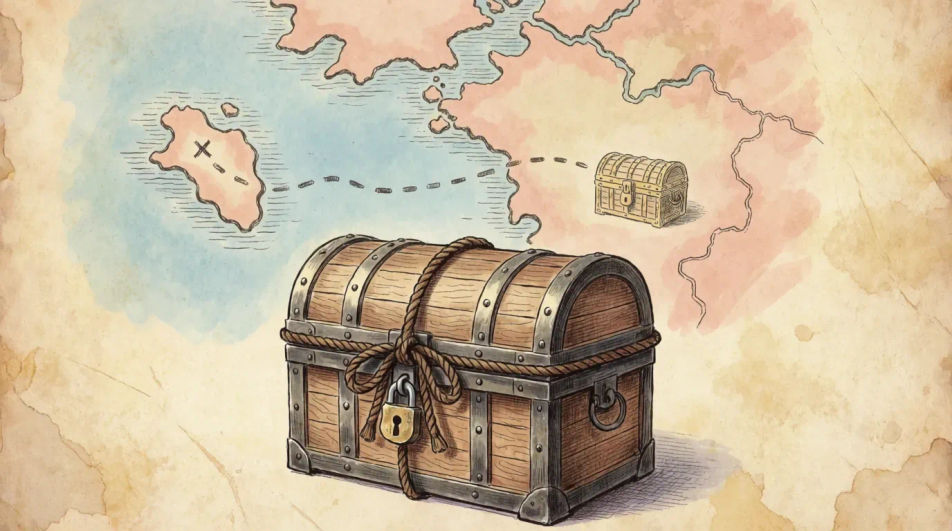 Treasure map with a chest marker