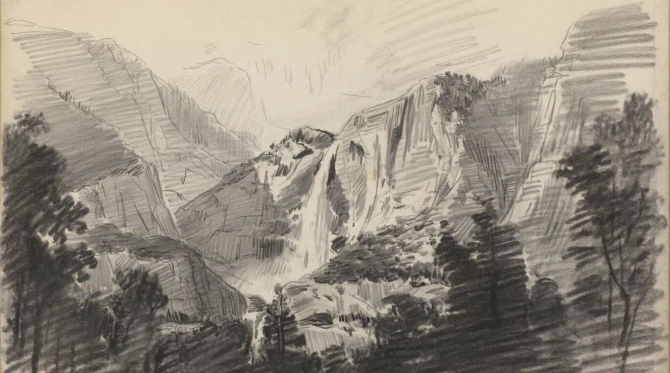 Waterfall in a wide valley