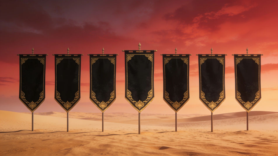Banners at twilight