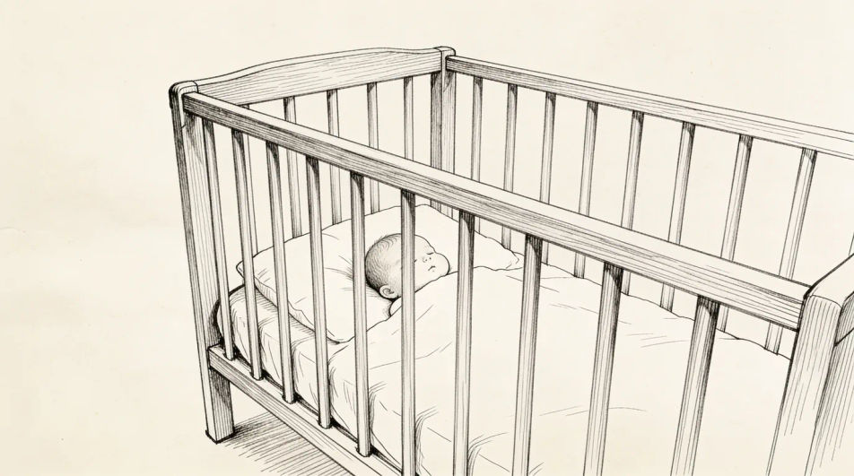 Baby in a cot