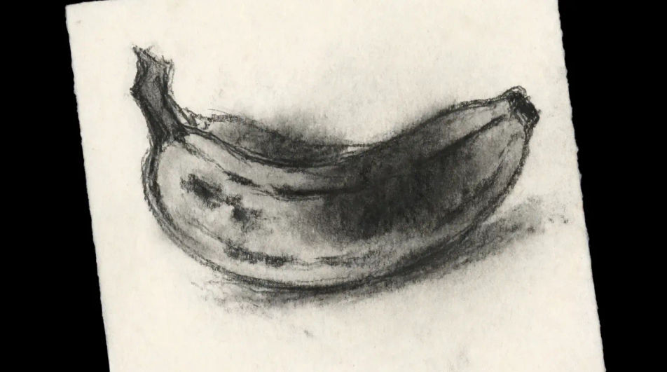 Overripe fruit in charcoal