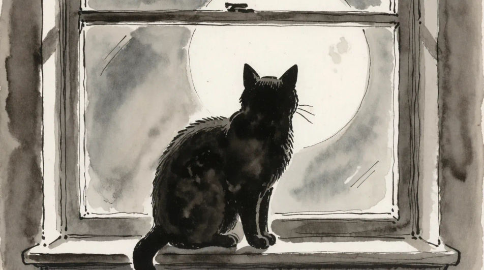 On the windowsill at night