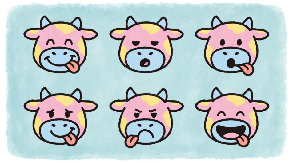 Sheet of cow expressions