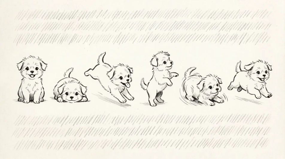 Puppy pose sheet