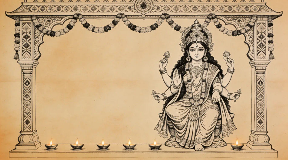 Pandal idol in ink line