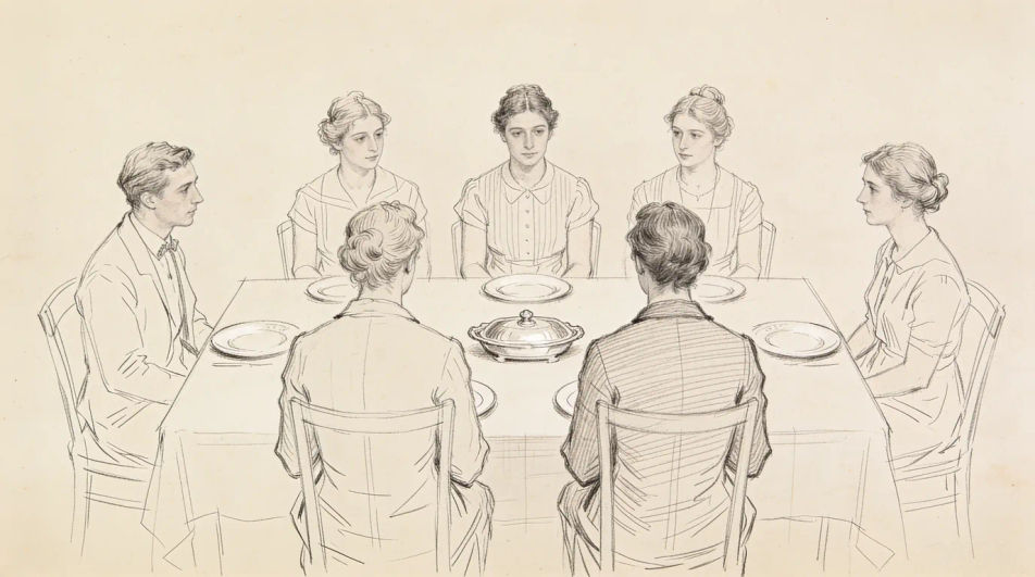 Family around the dinner table