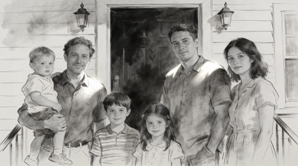 Family on the doorstep