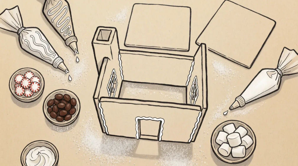 Decorating table from above