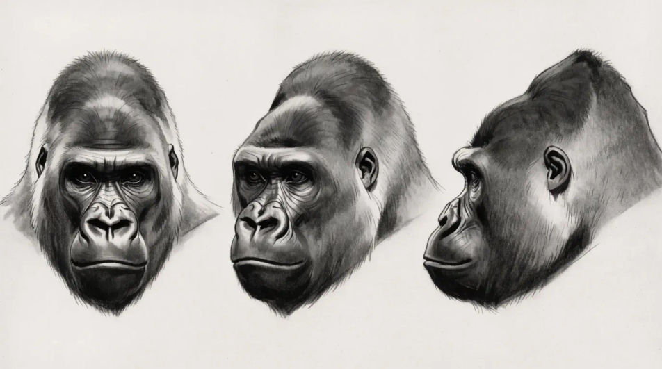 Head turn sequence in charcoal