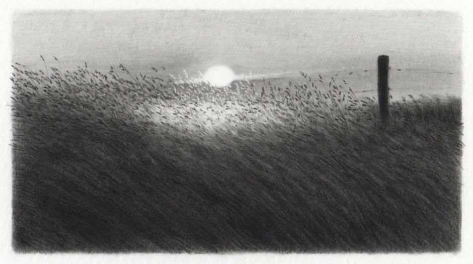 Field at low sun