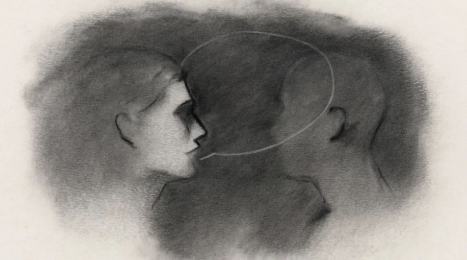 Conversation pair in charcoal