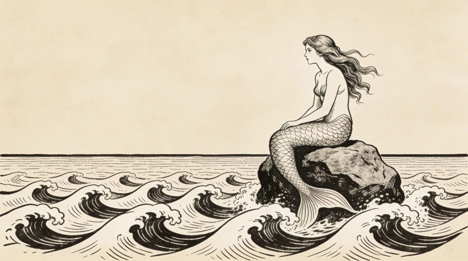 Mermaid on a tide rock