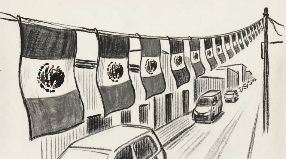 Row of street flags